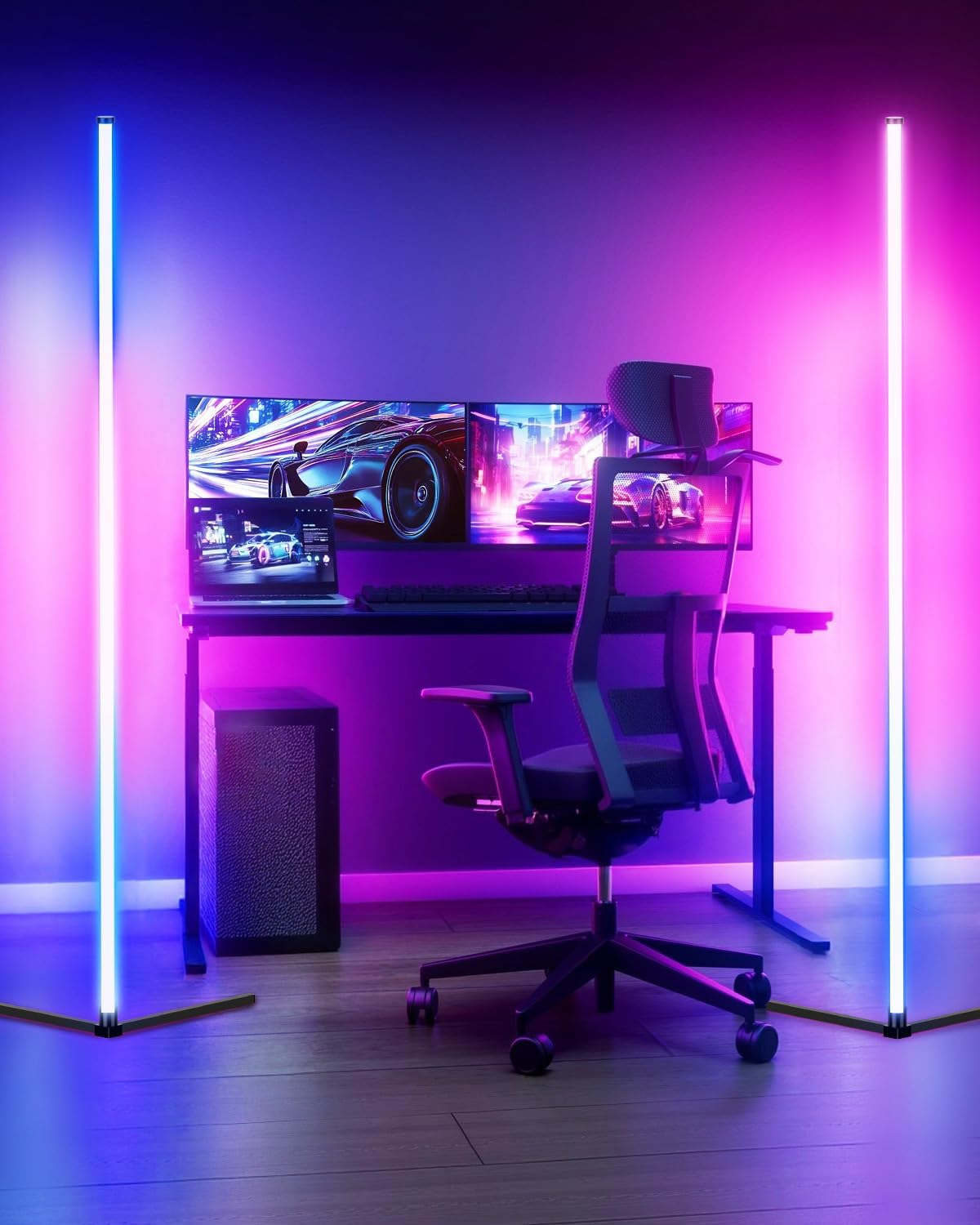 Corner Floor Lamp,RGB LED Corner Lamp with Smart APP Control Remote Control Color Changing Ambience Light with 16 Million DIY Color Changing for Bedroom Living Room and Game Room