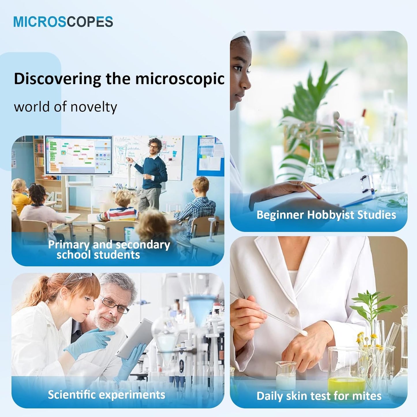 Microscope for Kids,40X-2000X Compound Microscope Mobile Phone Adapter with Microscope Slide Microscope kit for Home School Laboratories for Children Students