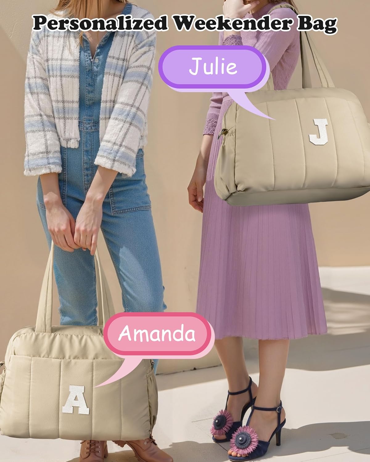 Gifts for Teenagers-Monogram Duffle Bag, Weekender Bags for Women,Overnight Bag with Wet Pocket,Lightweight Travel Bags Personalized Gym Tote with Makeup Pouch