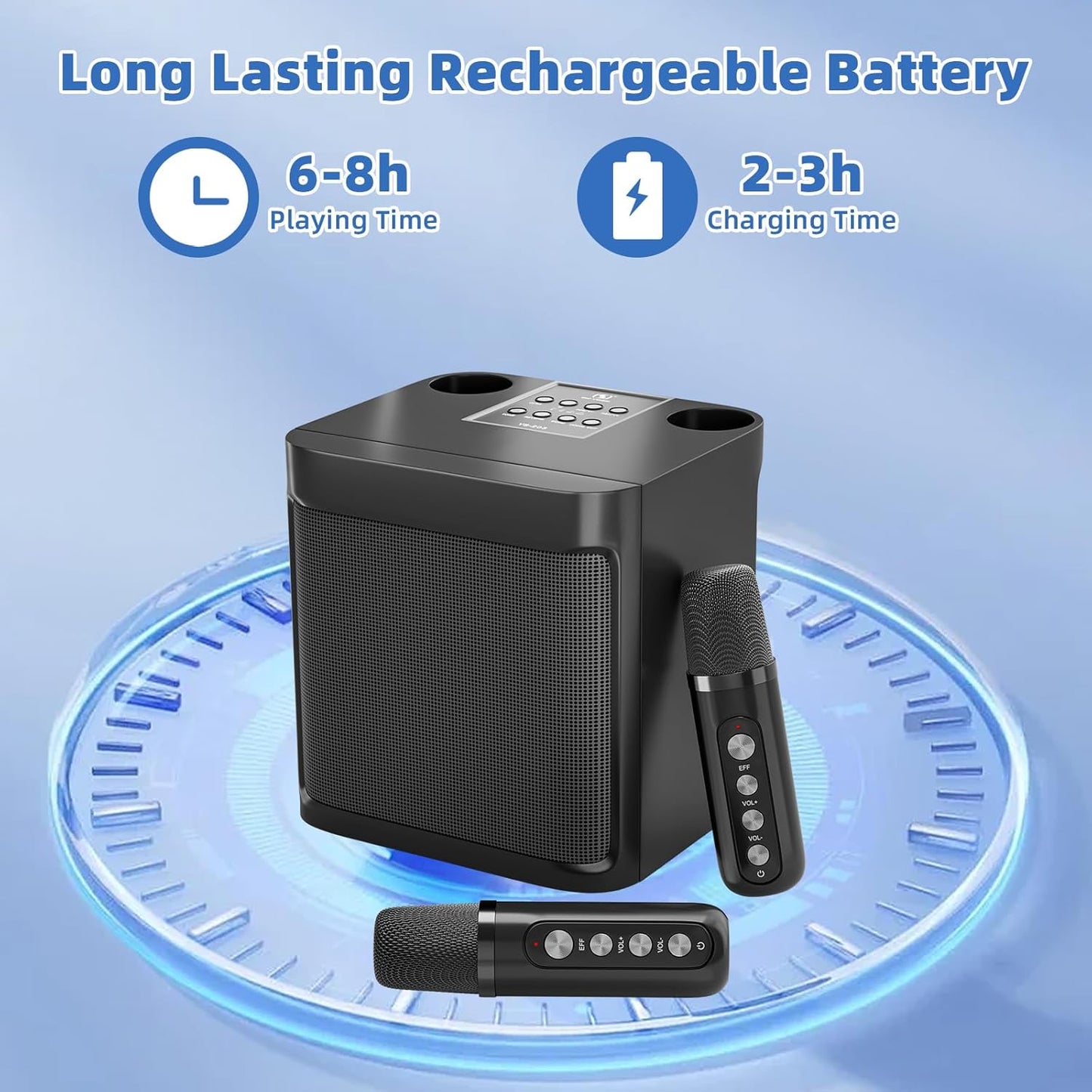 Karaoke Machine for Adults and Kids, Portable Bluetooth Karaoke Speaker with 2 Wireless Microphones for TV, Singing Karaoke for Home Party, Great Gifts for Boys and Girls