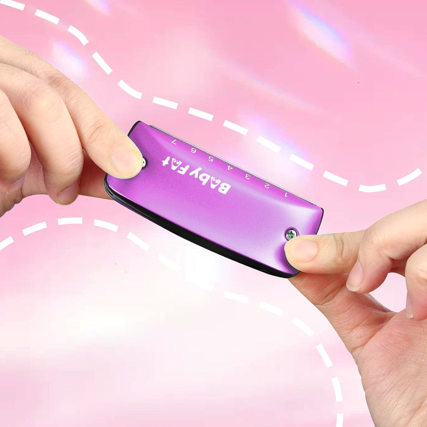 BabyFat 7 Hole Blues Mini Harmonica Set,Diatonic Harmonica with free lanyards,Gifts for Professional Players and Beginners,Easy-playing Musical Instrument(Key of D)