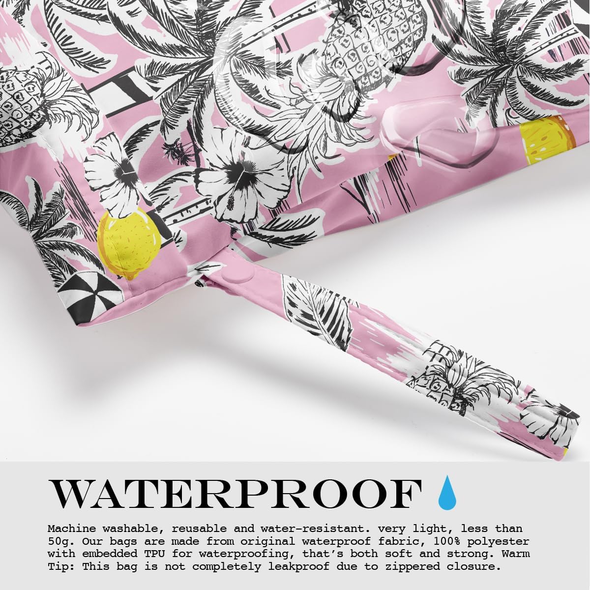 Wet Bag, Wet Dry Bag, Wet Bag for Swimsuit, Travel, Beach, Pool, Diapers, Dirty Yoga Gym Clothes, Makeup Bag, Waterproof Tropical Palm Leaves Decor Jungle Palm Leaf Favors