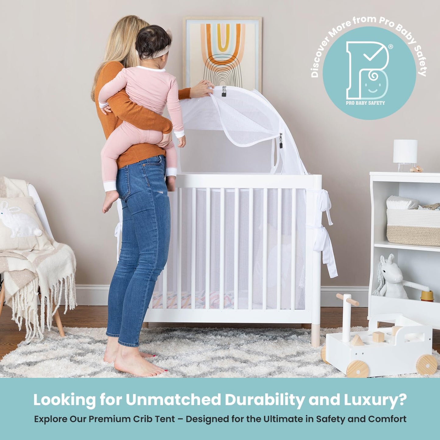 Mini Crib and Pack and Play Tent, Net Canopy to Keep Baby from Climbing Out, Breathable Mesh with Auto-Lock Zipper and Latch, Safety Tent for Travel and Sleep (Mosquiteros para Cunas de Bebes)