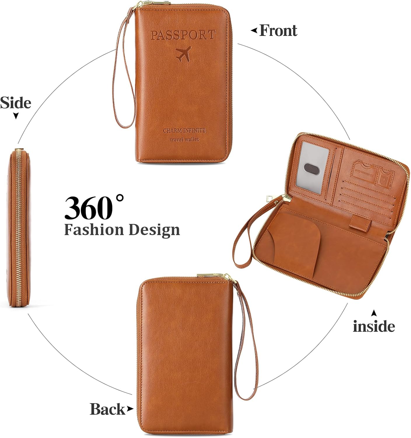 Leather RFID Blocking Passport Holder Travel Wallet, Passport Cover/Travel Wallet for Women/Men with