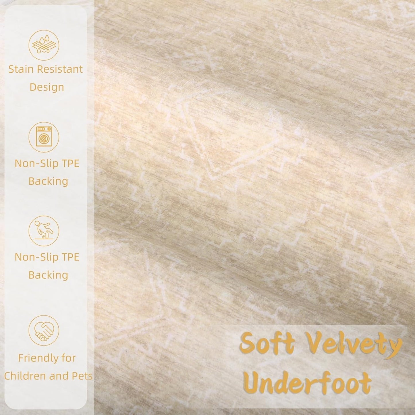 Moroccan Runner Rug 2x6 - Washable Boho Geometric Rugs Non-Slip Entryway Rug, Soft Neutral Farmhouse Runners for Hallway Bedroom Bathroom Laundry Staircase Foyer (2 x 6, Beige)