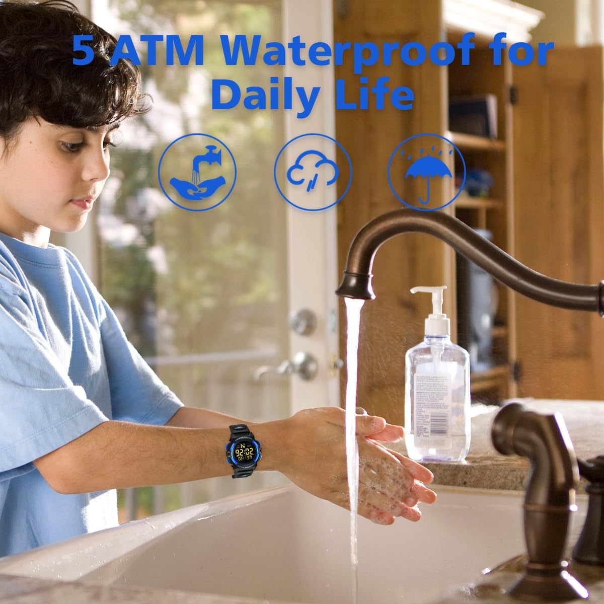 Kids Watch,Boys Watch for 3-15 Year Old Boys,Digital Sport Outdoor Multifunctional Chronograph LED 50 M Waterproof Alarm Calendar Analog Watch for Children with Silicone Band,Kids Gift