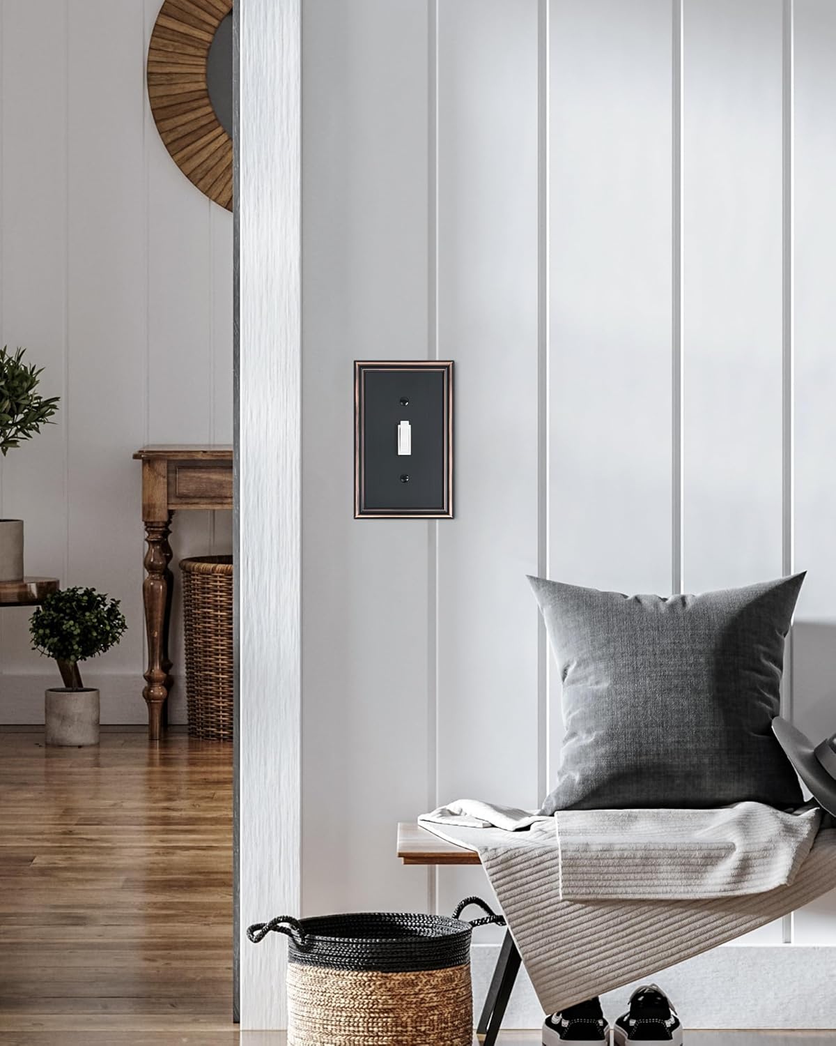 4-Pack Single Toggle Light Switch Cover Plate, Durable Solid Zinc Alloy Decorative Switch Plate Covers, Aged Bronze 1 Gang Wall Plate, Corrosion Resistant