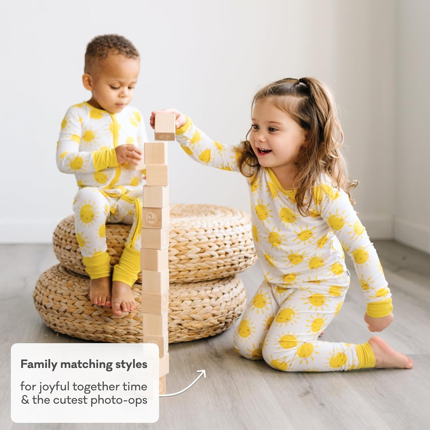 Little Sleepies Two-Piece Pajama Set for Boys & Girls, Soft Viscose from Bamboo Toddler Pajamas for Kids, Family Matching PJs