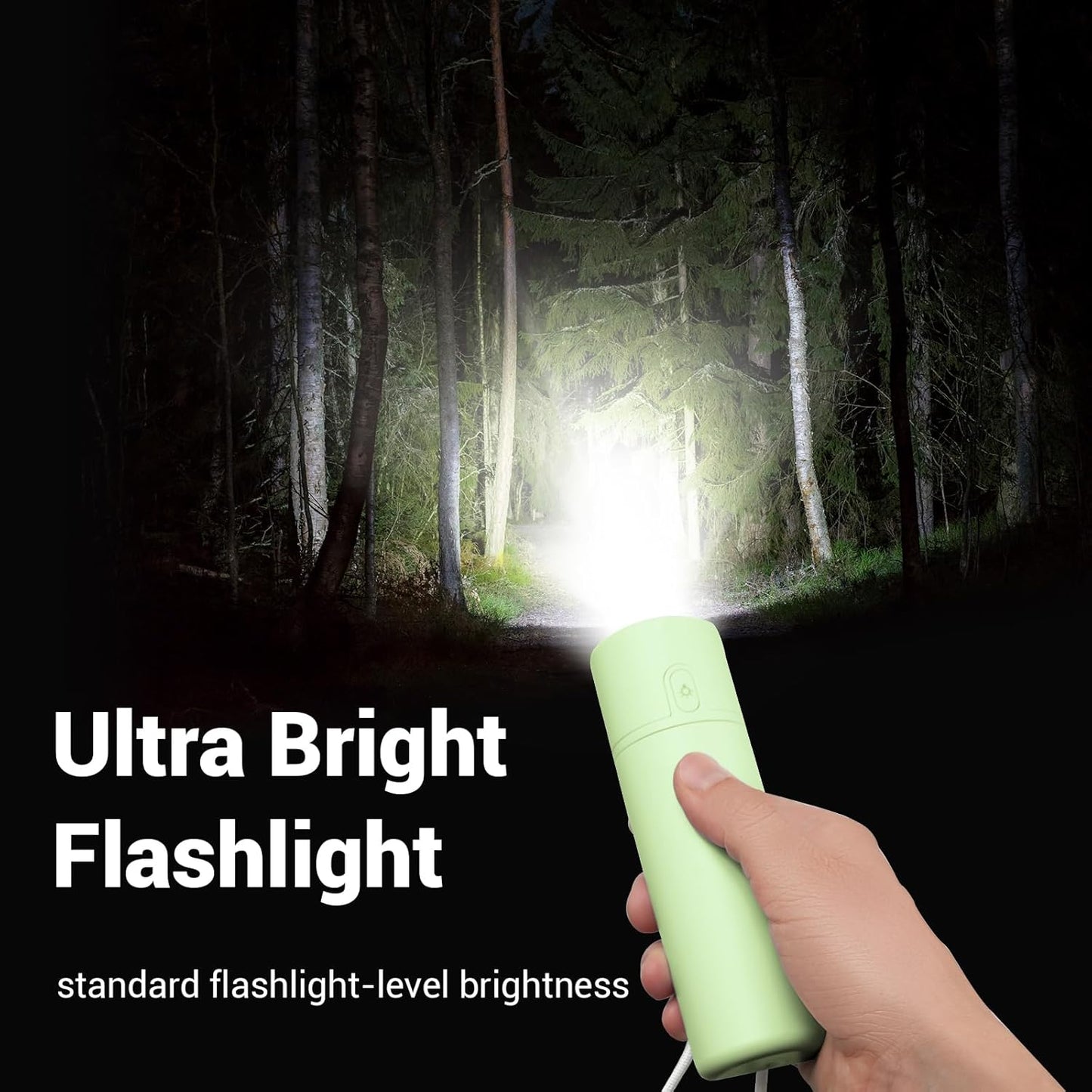 Airluxe Mini 3-in-1 Portable Fan Rechargeable- Handheld with 35-Hour Battery Life, Fast Charging Power Bank&Flashlight- Personal Fan for Travel, Vacation, and Festival Essentials Green