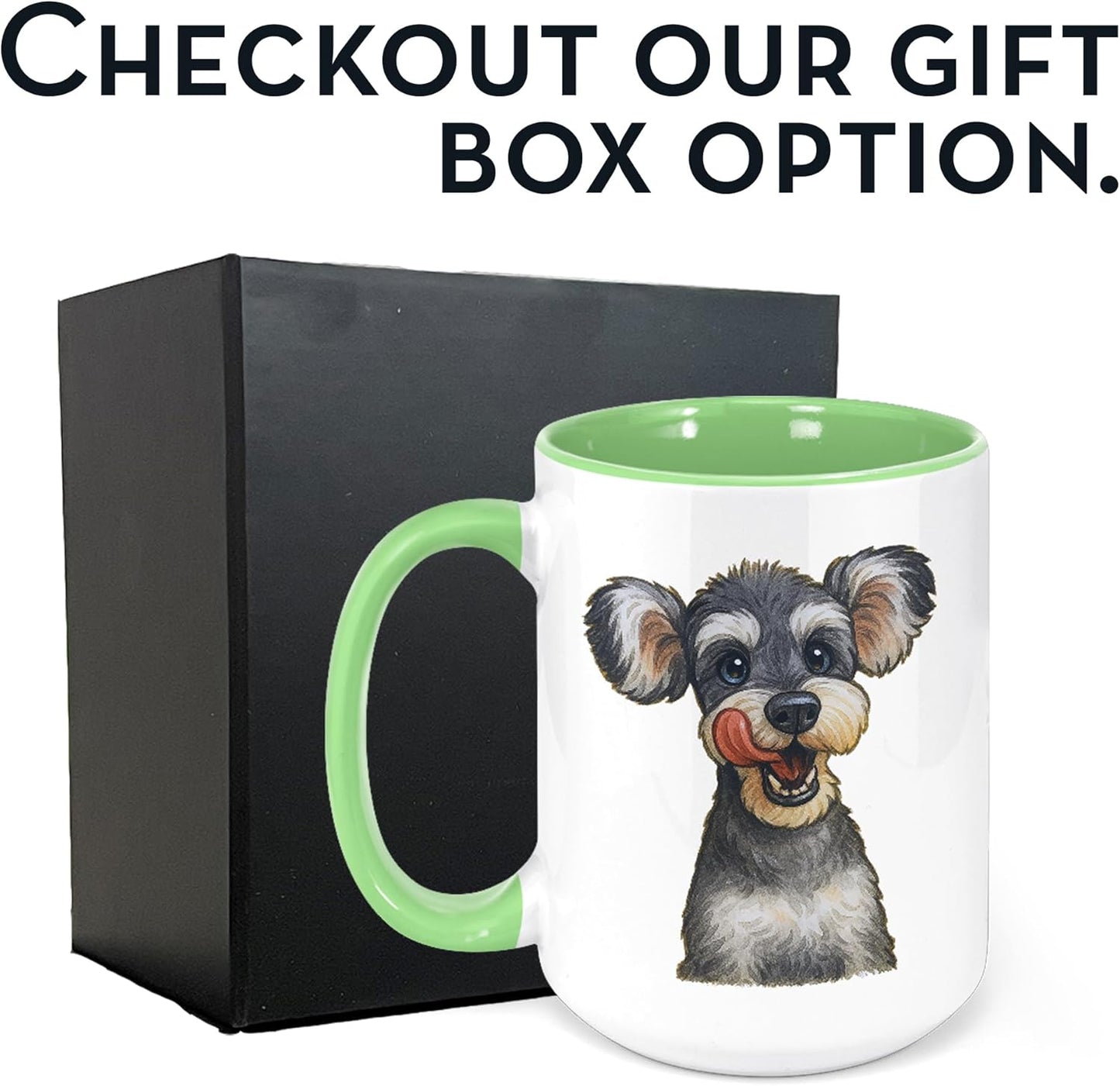 Personalized Coffee Mug, Custom Photo Caricature Gift, Funny Customized Coffee Gift for Men & Women, Custom Mugs with Pictures, Light Green 15oz Customized Ceramic Tea Cup