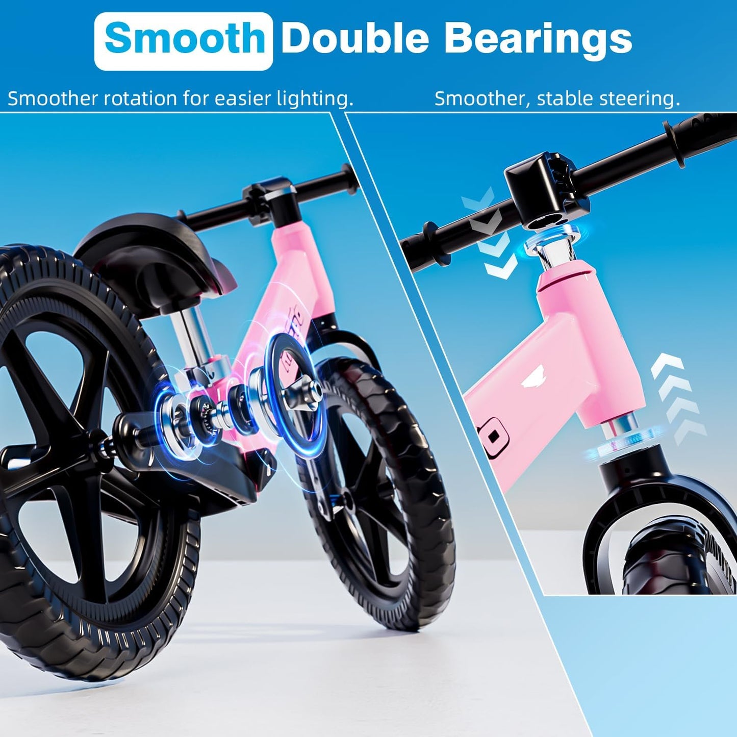 Ridego 12 or 14 Inch Balance Bike for Kids 2-6 Year Old,Lightweight Kids Bike with Adjustable Seat, Push Bicycle with Air Rubber Tires,Ride-on Toys Birthday Gift