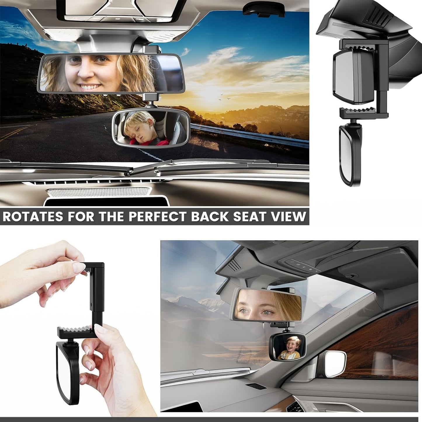 360-Degree Baby Car Mirror for Rear-Facing Seats,Kids Safety Mirrors with Tool-Free Installation,Kids Rear View Mirror BPA-Free Shatterproof & ASTM Certified (Adjustable 14"-22") (1 pack)