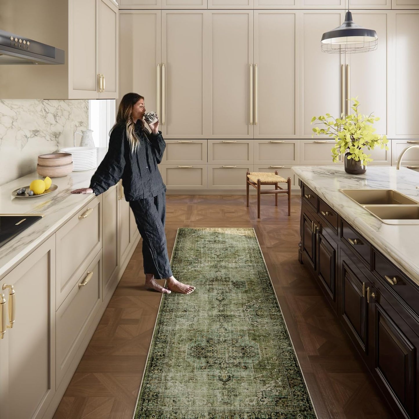 Machine Washable Kitchen Runner Rug: 2'x6' Hallway Rug Non Slip Low-Pile Stain Resistant Soft Carpet Runners for Entryway Hallways Kitchen Laundry Room Beside Farmhouse