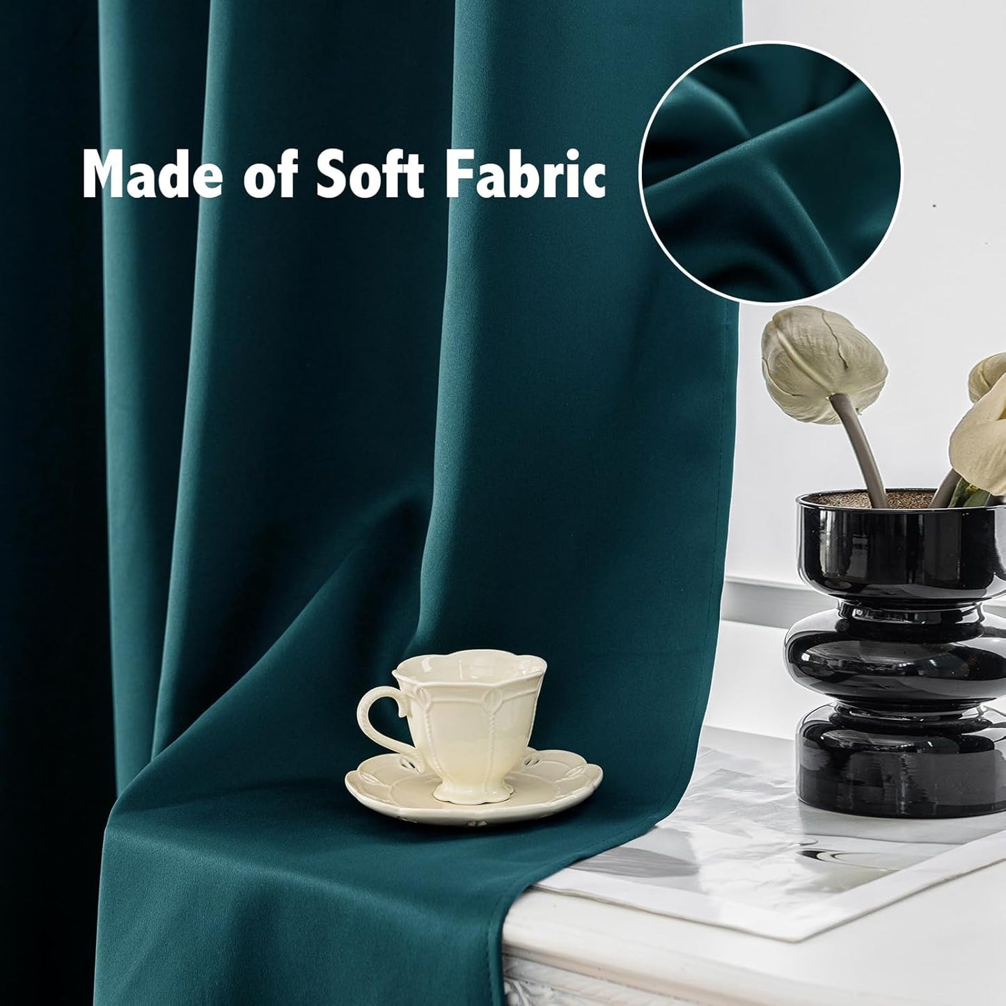 Anytime 100% Blackout Curtain Set, Thermal Insulated & Energy Efficiency Window Draperies for Guest Room, Full Shading Panels for Shift Worker and Light Sleepers(Greyish Blue, 2 Panels, 70W x 108L)