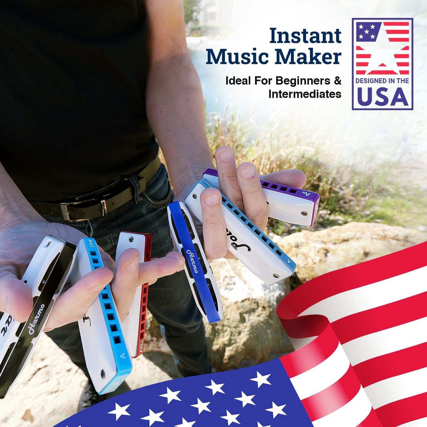 Harmo Polar Country Diatonic Harmonica Key of Bb, Super Country Tuned - Ideal for Country, Bluegrass, Jazz, and Celtic Music, Mouth Organ With Case, Harmonica for Adults, Beginners & Professionals