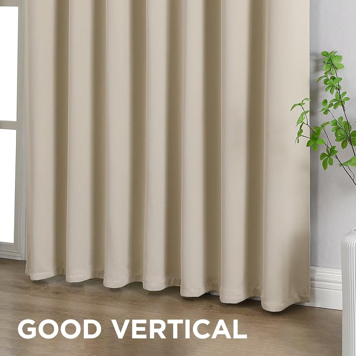 Joydeco 84 Inch Blackout Curtains for Bedroom, Thermal Insulated Black Out Curtains 2 Panels Set, Room Darkening Drapes for Living Room Window Rod Pocket Back Tab (W37 x L84 Inch, Light Beige)