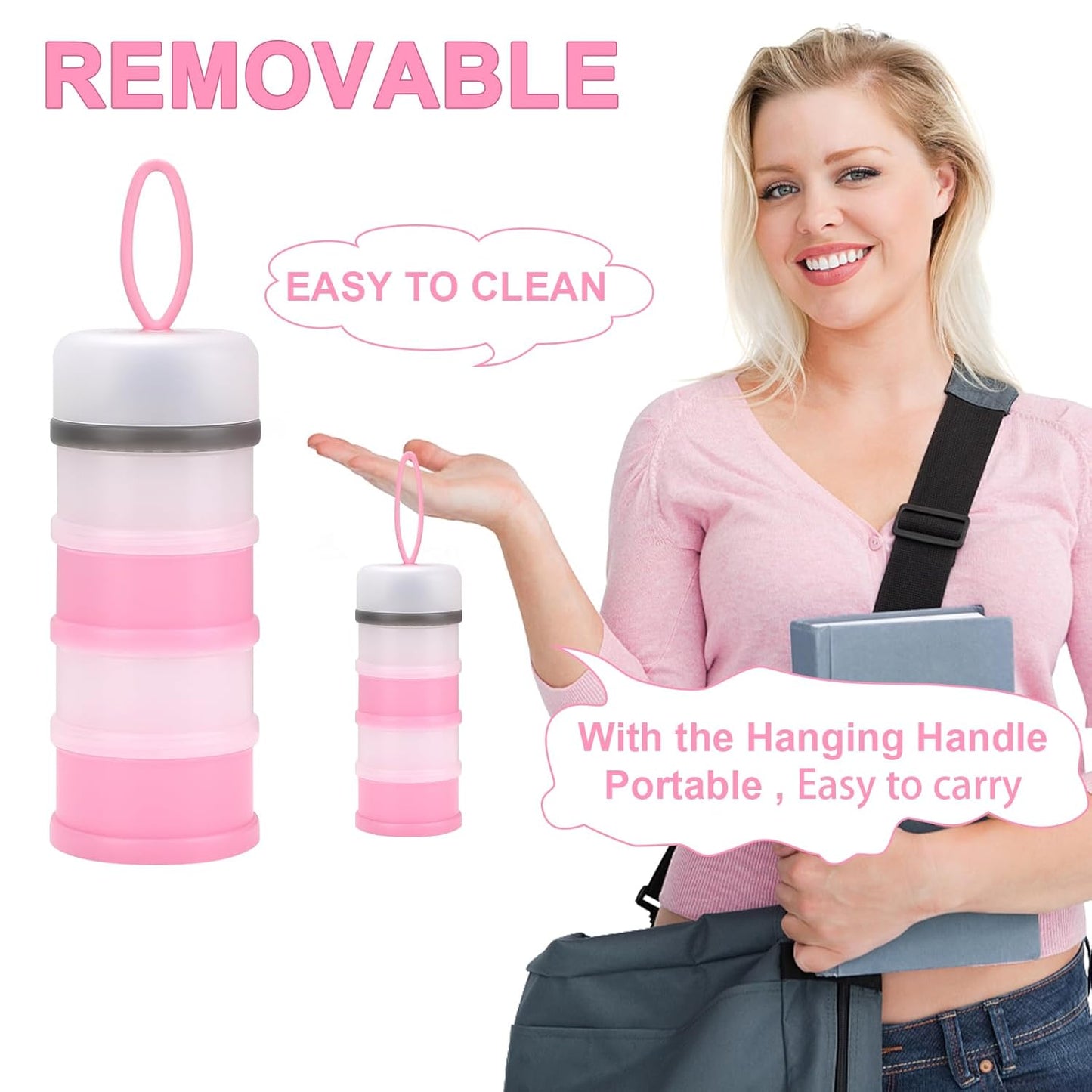 Accmor 2 Pack Baby Formula Dispenser On The Go, Stackable Formula Dispenser Formula Container to Go, Non-Spill Portable Milk Powder Kids Snack Storage Container, BPA Free