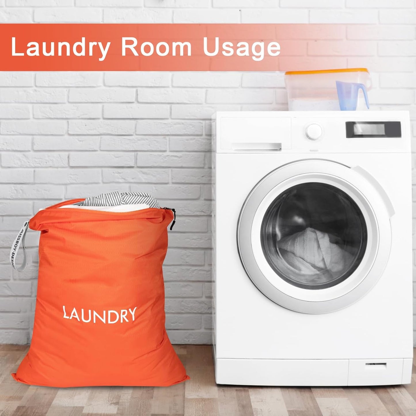 MissBoy 2 Pack Laundry Bags, Nylon Washable Wet Dry Bag, Travel Laundry Bags for Dirty Clothes, Dirty Clothes Organizer Bag for Home, College Dorm Laundromat