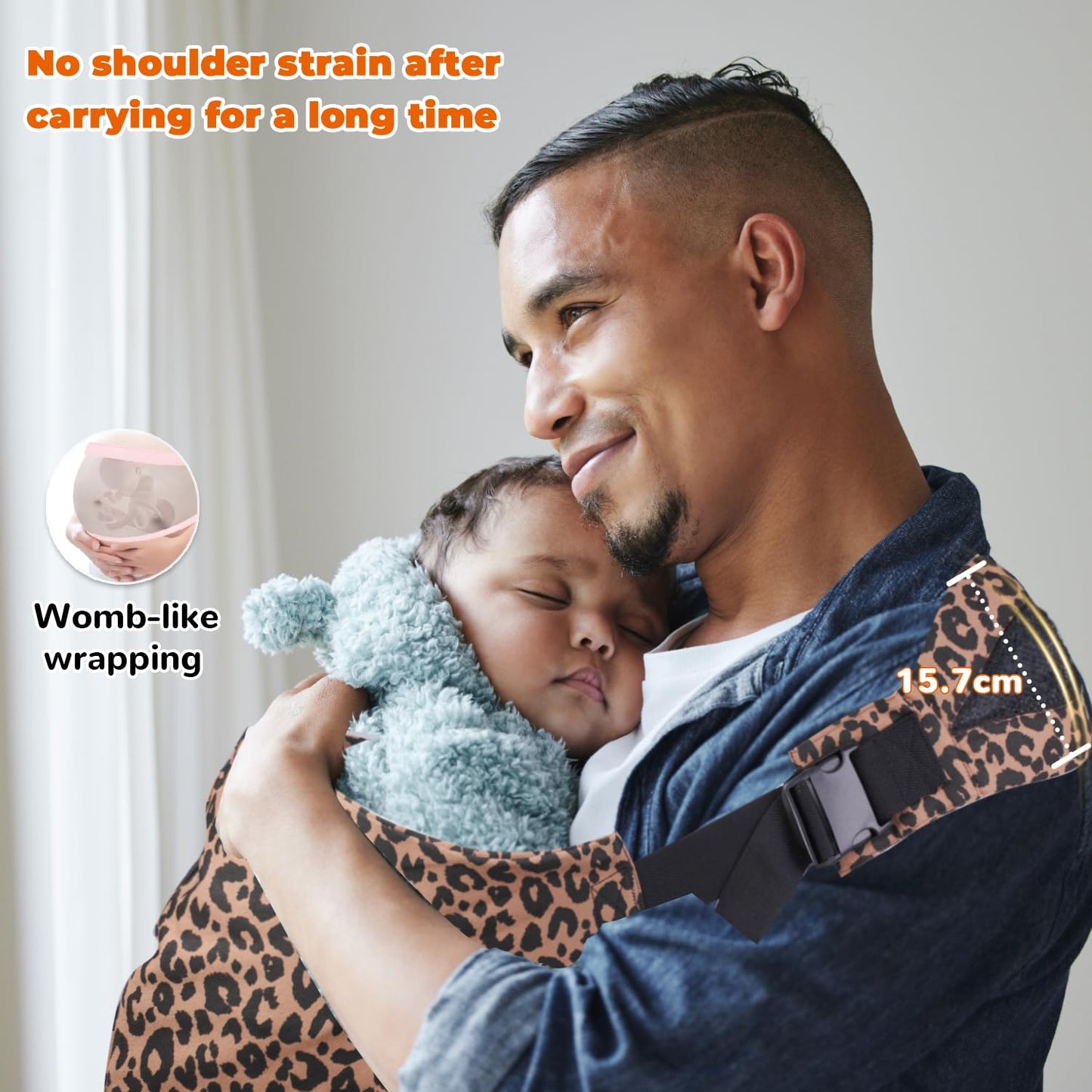 Baby Sling Carrier Adjustable Baby Sling 2025 Upgraded Toddler Sling Comfortable Baby Wrap Carriers Ergonomic-Designed, Travel Friendly Carrying 10-45 LbsLeopard