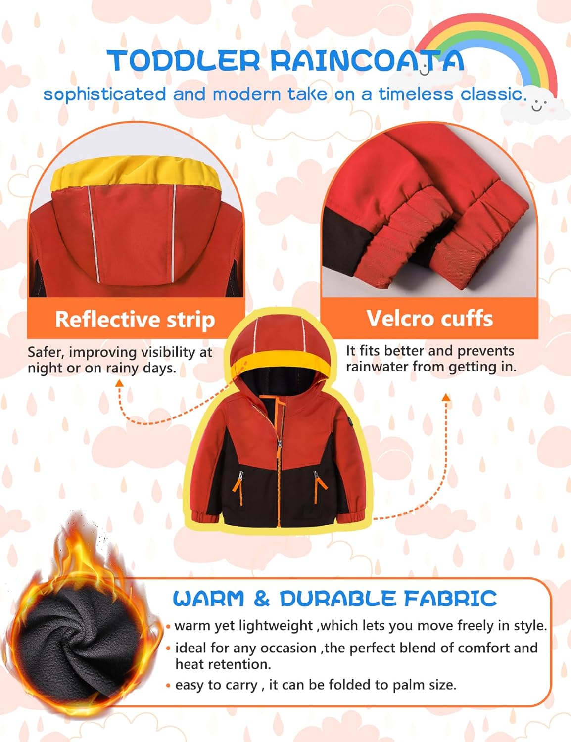 GEMYSE Toddler Jacket Fleece Lined Baby Boys Windbreaker Water Resistant Kids Hooded Coat Warm Spring Fall Outerwear