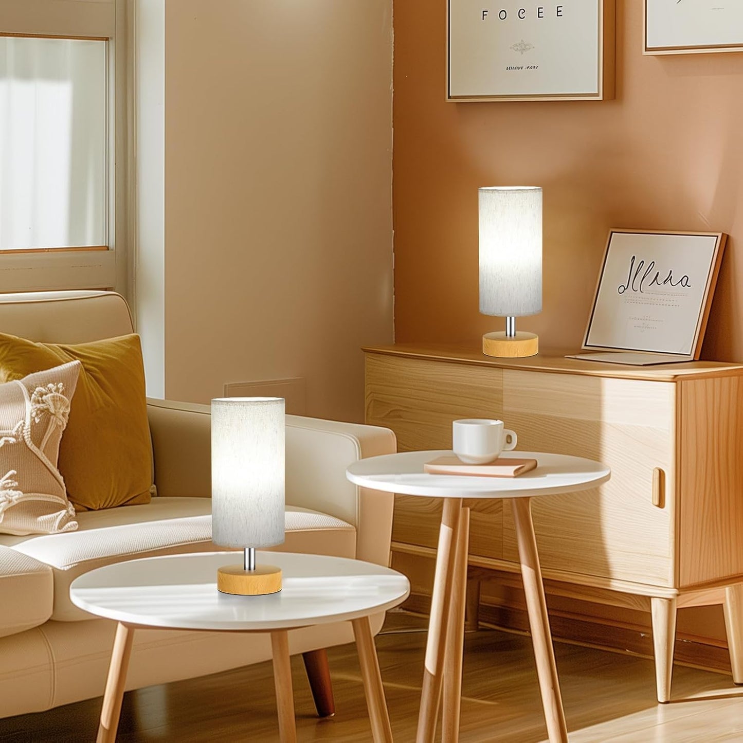 Small Table Lamp for Bedroom Set of 2 - Bedside Lamps for Night Stands, Minimalist Nightstand Light Lamp, Desk Lamps for Reading Room, Kids Room, Living Room, Office, Dorm