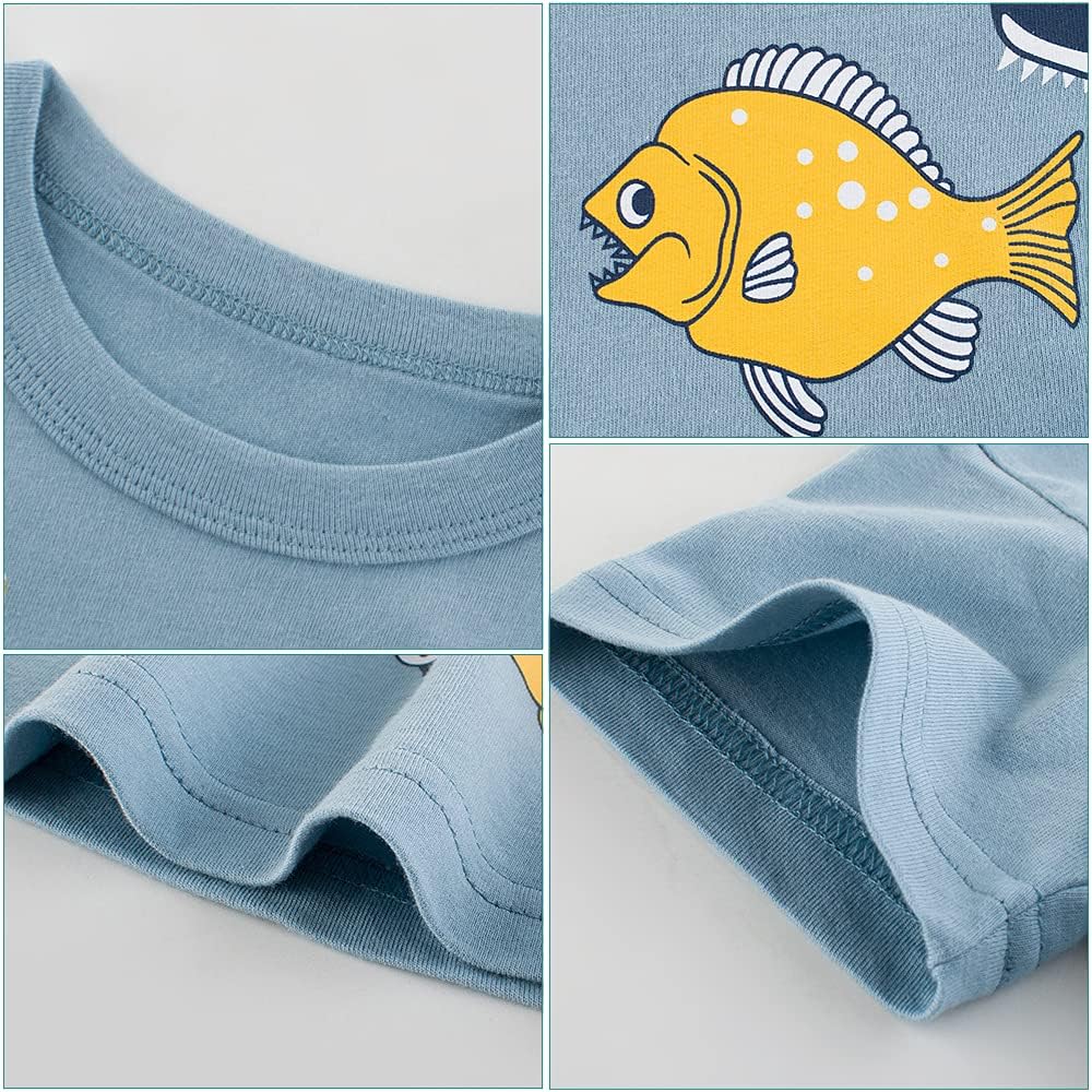 Boys' 4-Pack Excavator Short Sleeve Crewneck T-Shirts Top Tee Size 2-7 Years Toddler Boys' Value Pack Cotton T-Shirt