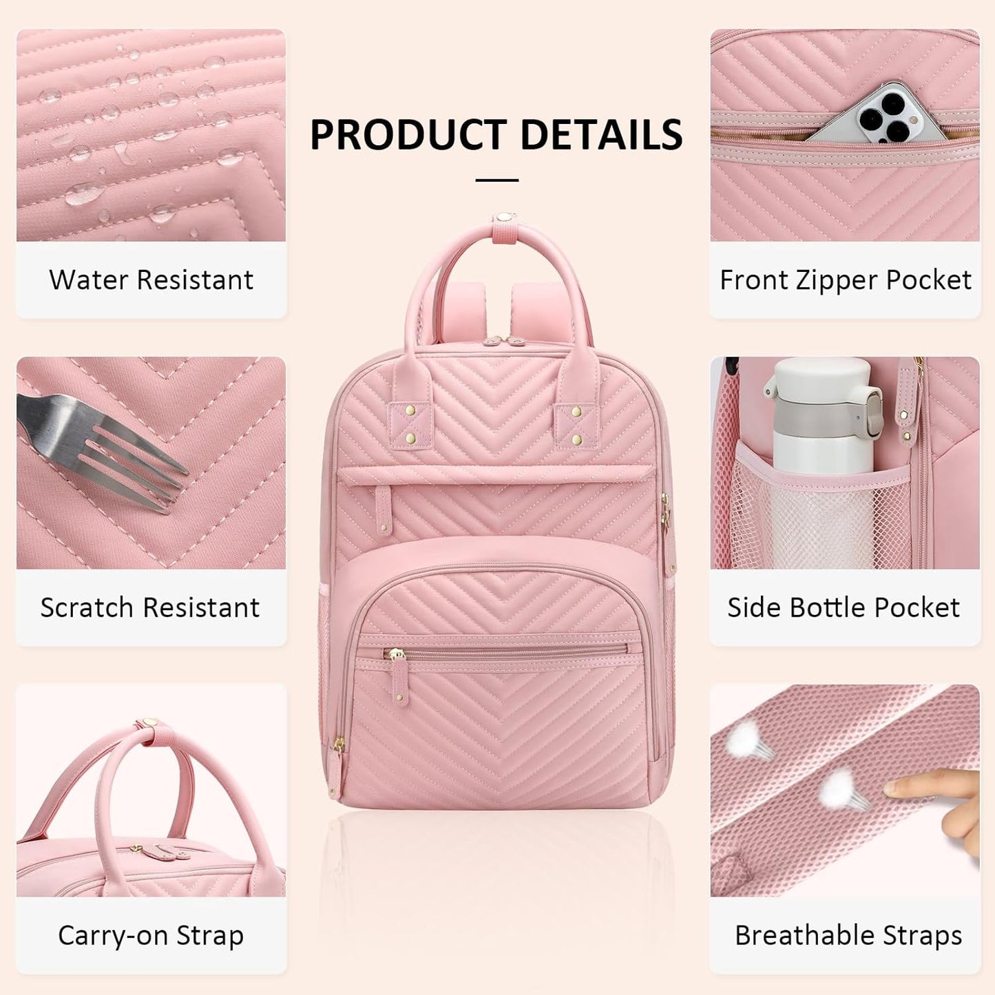 Diaper Bag Backpack for Women with Changing Pad, Baby Bag with Insulated Pockets Multifunctional Diaper Bags For Baby Girl Boy Waterproof Baby Bags For Boys Girls Maternity Bag Baby Pink