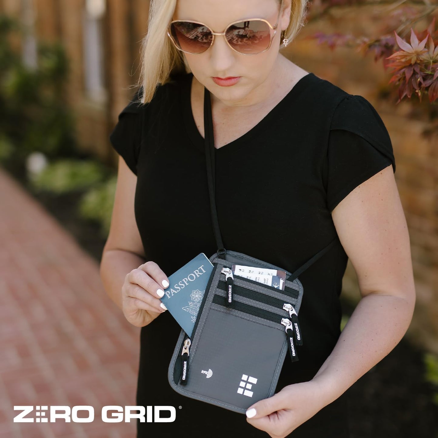 Neck Wallet for Travel & Passport Holder with RFID Blocking - Slim & Easy to Conceal Nylon Travel Pouch for men & women - Holds Phone, Cash, Cards, Keys - Sweat & Water Resistant - X-Large - Dark Grey