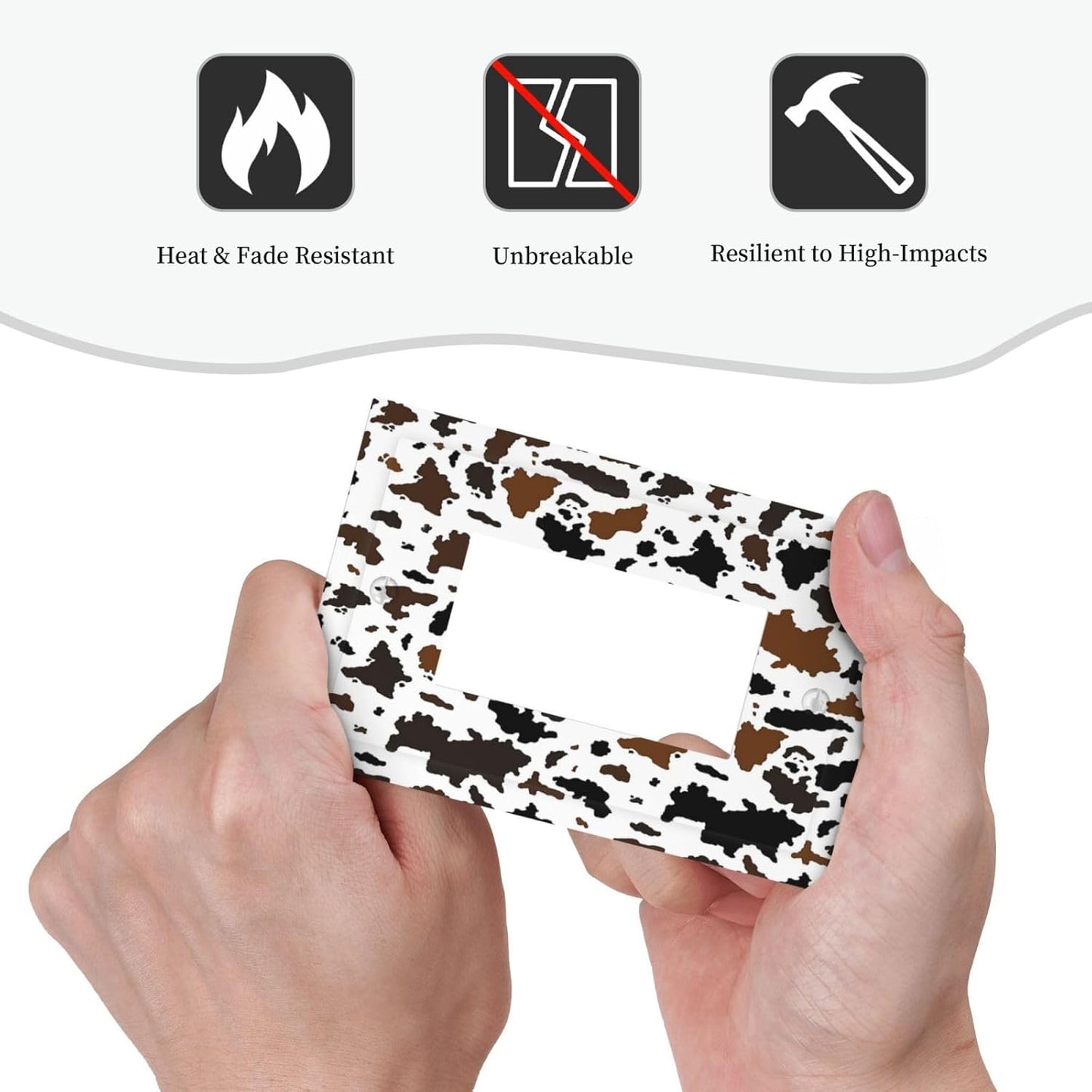 Decorative Outlet Covers Rustic Cowhide Highland Cow Milk Cow 1 Gang Single Rocker Light Switch Cover Plate Wall Plates Gfci Faceplate For Farmhouse Home Decor