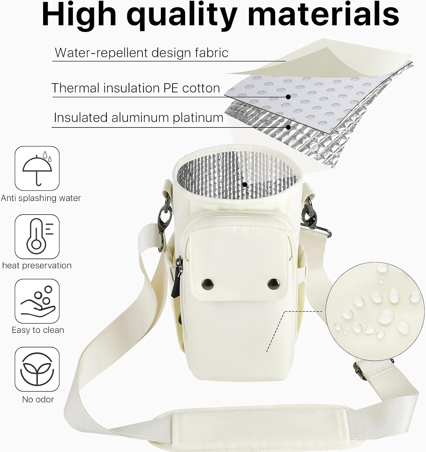 Water Bottle Holder with Strap 32 40oz Crossbody Insulated Water Bottle Carrier Sling Bag with Adjustable Wide Strap and Phone Purse 5 Pockets for Walking Hiking Gym Travel