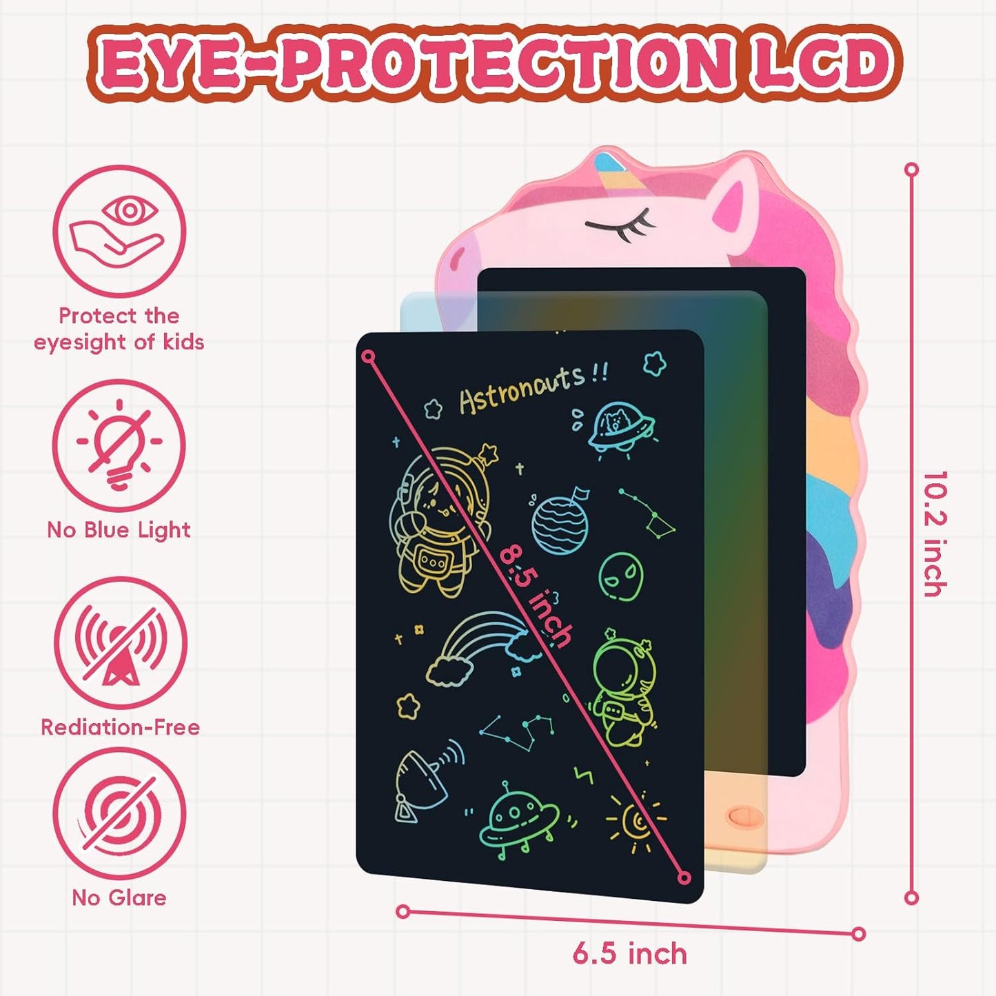 Unicorn Toys LCD Writing Tablet for Girls Kids,Colorful Toddler Drawing Tablet for Educational Baby Girl, Doodle Board Pad Toy for 3 4 5 6-12 Years Old Kid Birthday Party School, 8.5 Inch Pink