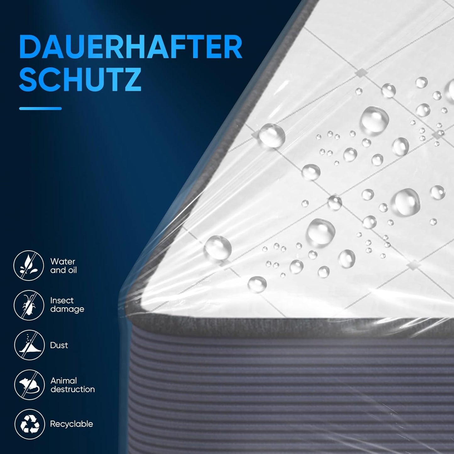 ZCHENBS® – Mattress Bags for Moving and Storage,Mattress Bag with Zippers,5 Mil Ultra-Thick Bed Bag,Waterproof,Anti-Tear,Heavy-Duty Mattress Bag (Transaparent/Blue, King/California King-(1 Pack)