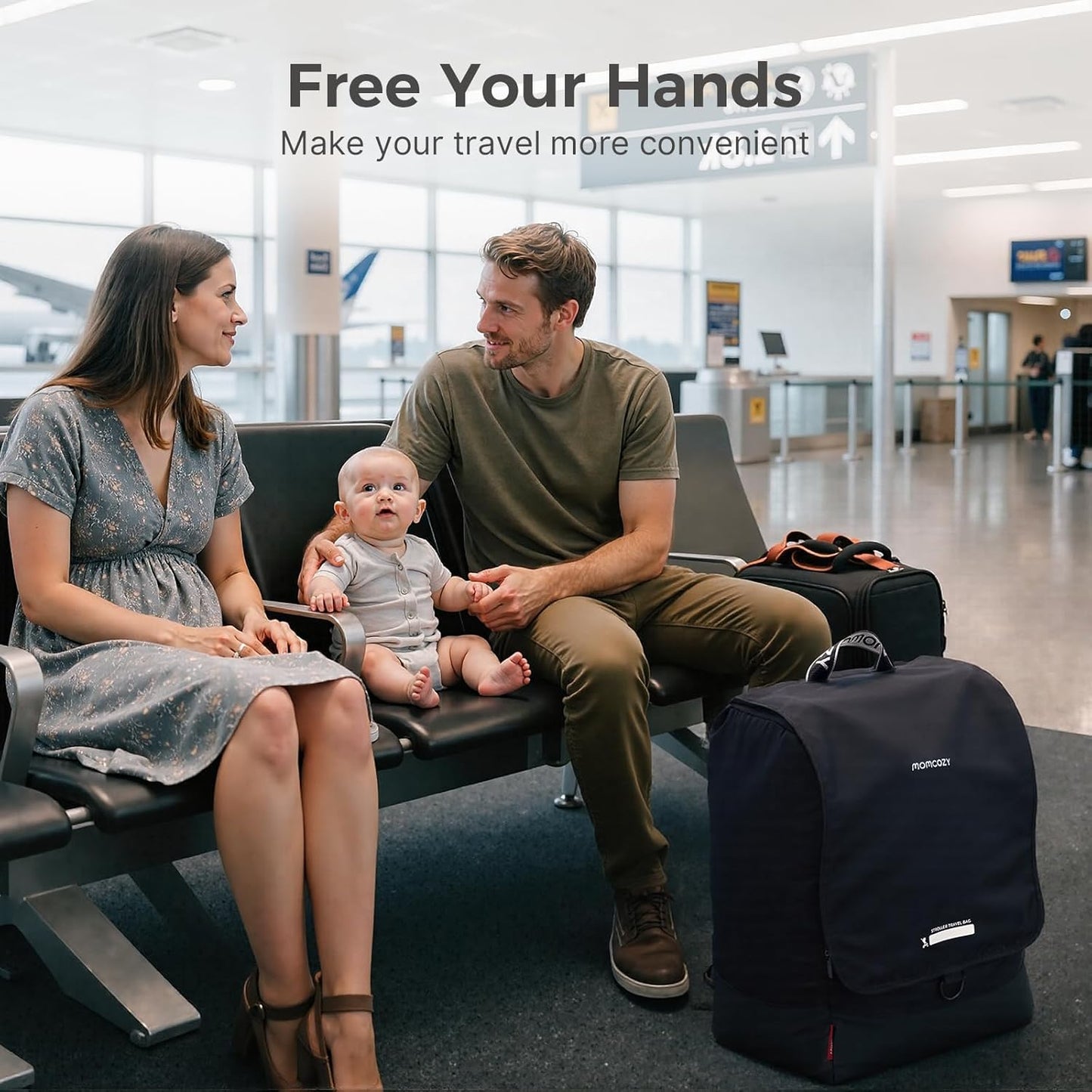 Momcozy Stroller Travel Bag for Airplane | Suit ClickGo Stroller | Compatible with Strollers Folded Dimensions of 22.1 X 17.3 X 9.8 Inch | Fit Most Major Brand | Hand-held & Back-carrying