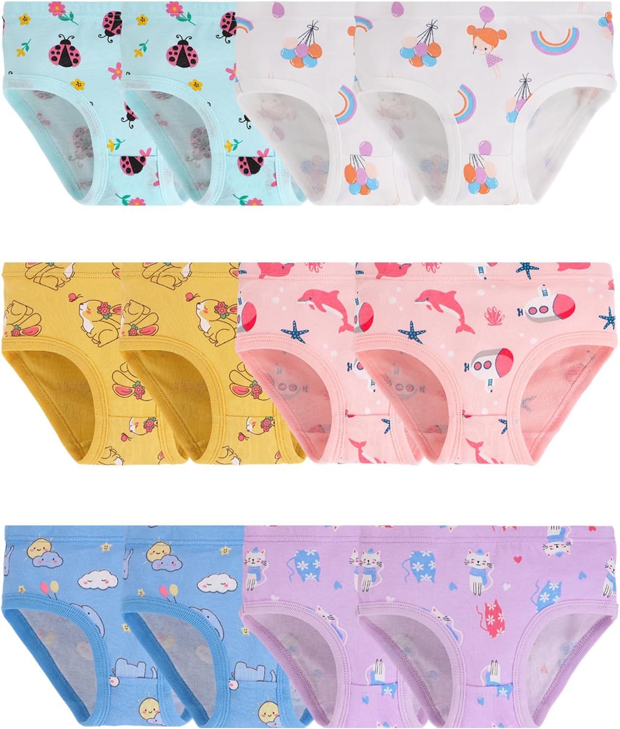 Finihen Girls Cotton Underwear Toddler Girls Panties Kids Briefs Multipacks.