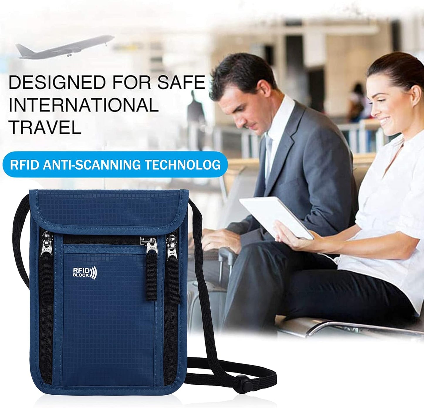 Travel Pouch Neck Wallet Family Passport Holder Organizer Case with RFID Blocking