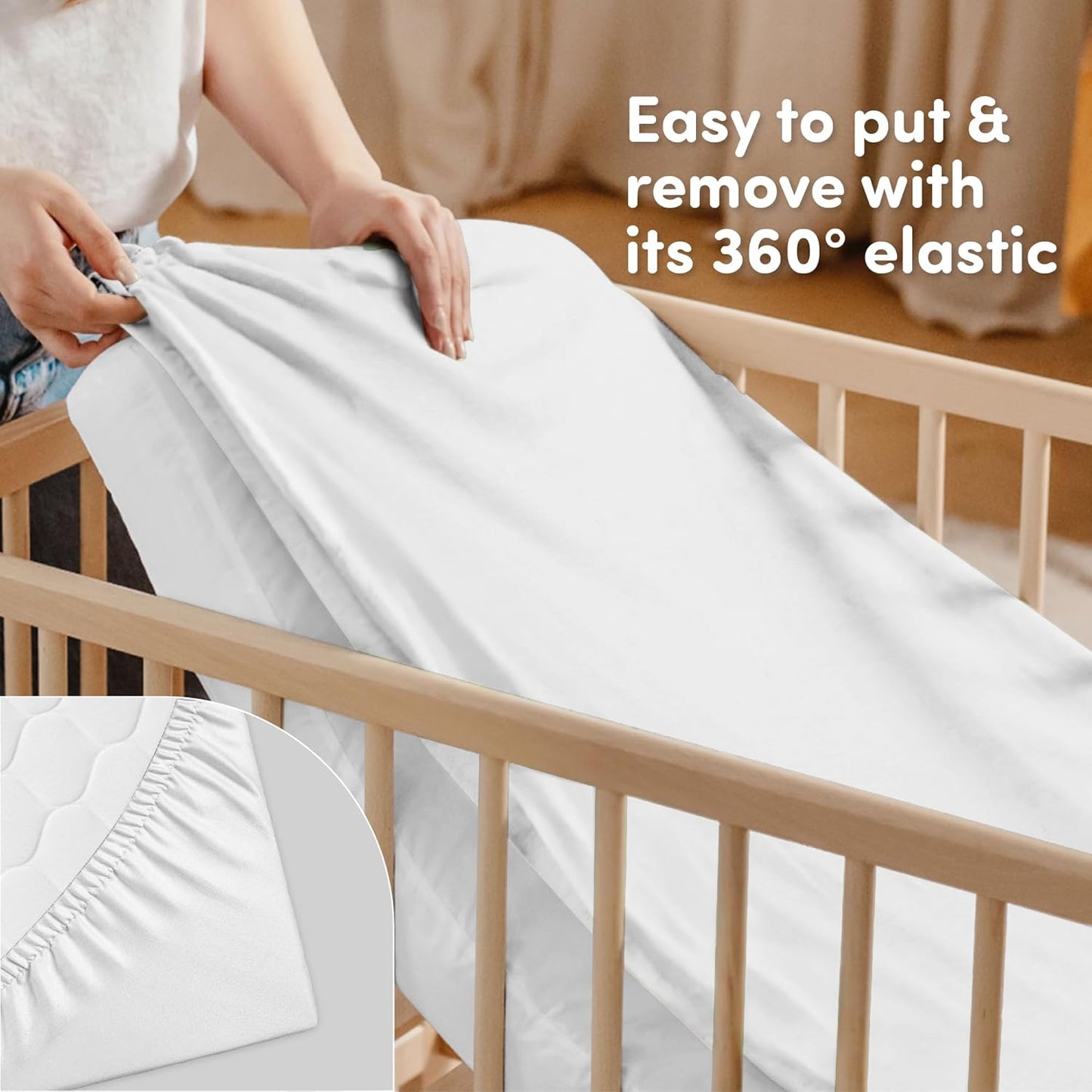 Sweety Fox 2-Pack Cotton Jersey Crib Sheets – Soft Fitted Sheets for Boys and Girls, Mini Crib Sheets, Toddler Bed Sheets (White)