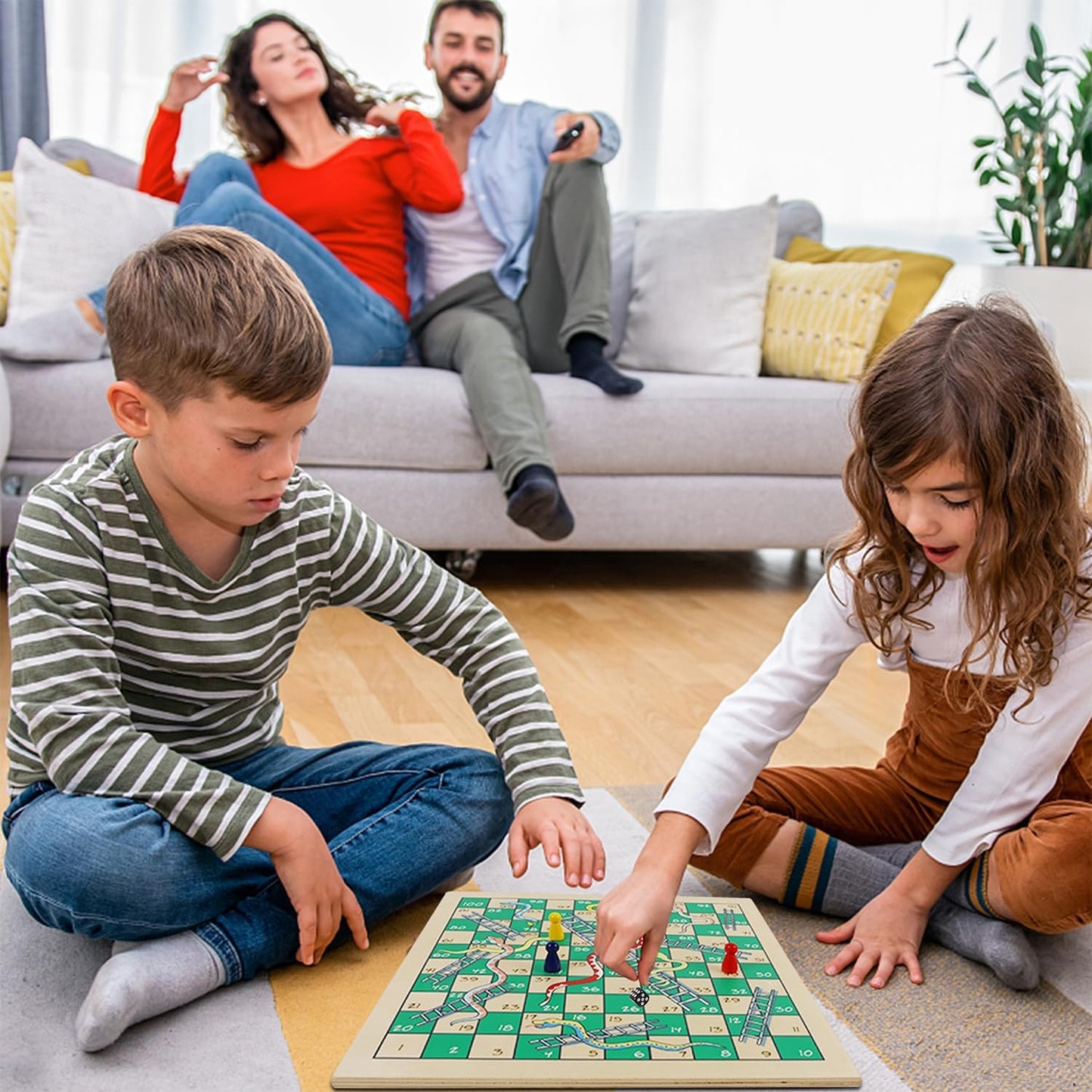 Juegoal 7-in-1 Wooden Board Game Set for Kids Adults, Tabletop Combo Classic Travel Portable Board Games (Chess, Checkers, Chinese Checkers, Backgammon, Parcheesi, Snakes and Ladders, Tic Tac Toe)