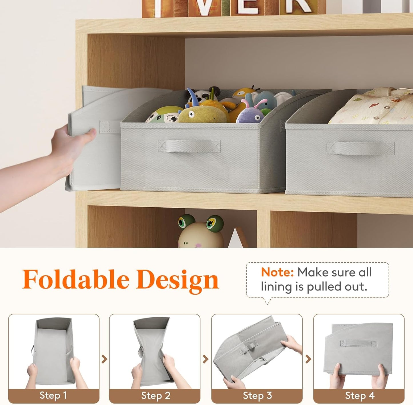 Lifewit Storage Baskets for Shelves, 6 Packs Non-woven Fabric Trapezoid Closet Organizer Bins with Handles, Foldable Clothing Containers Box for Clothes, Toy, Towel, Book, DVD, Hats, Small-Light Grey