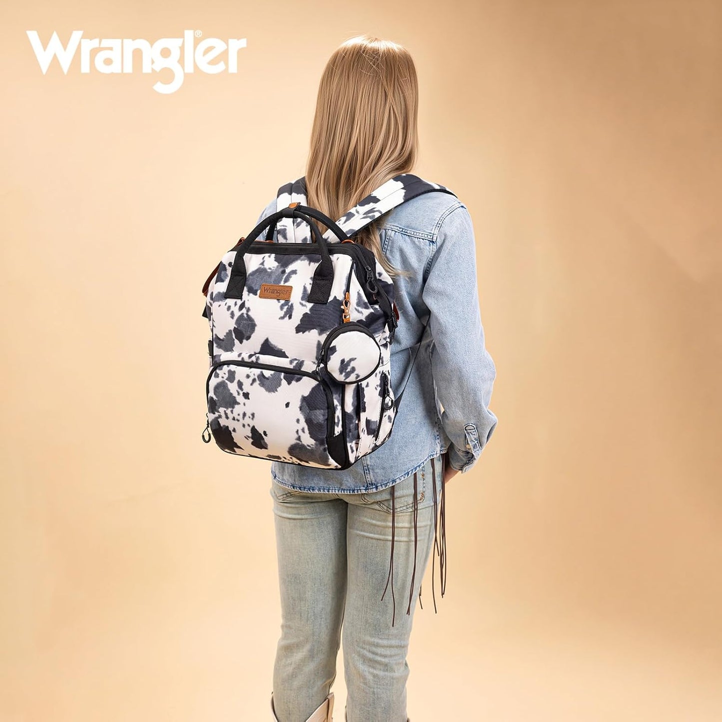 Wrangler Diaper Bag Backpacks Western Backpack Purses Multi-function Baby Bags for Mom with Waterproof Changing Pad & Pacifier Case