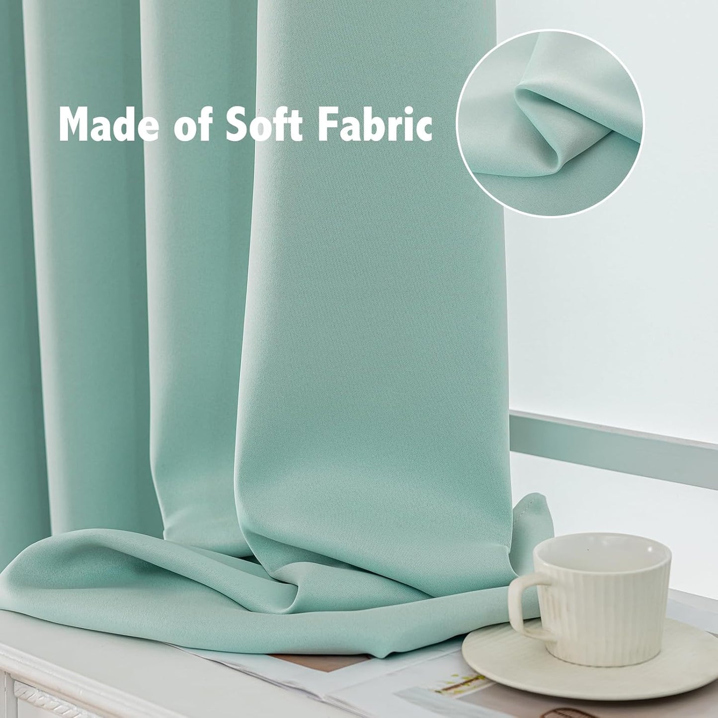 Anytime 100% Blackout Curtain Set, Thermal Insulated & Energy Efficiency Window Draperies for Guest Room, Full Shading Panels for Shift Worker and Light Sleepers(Light Blue, 2 Panels, 37W x 63L)