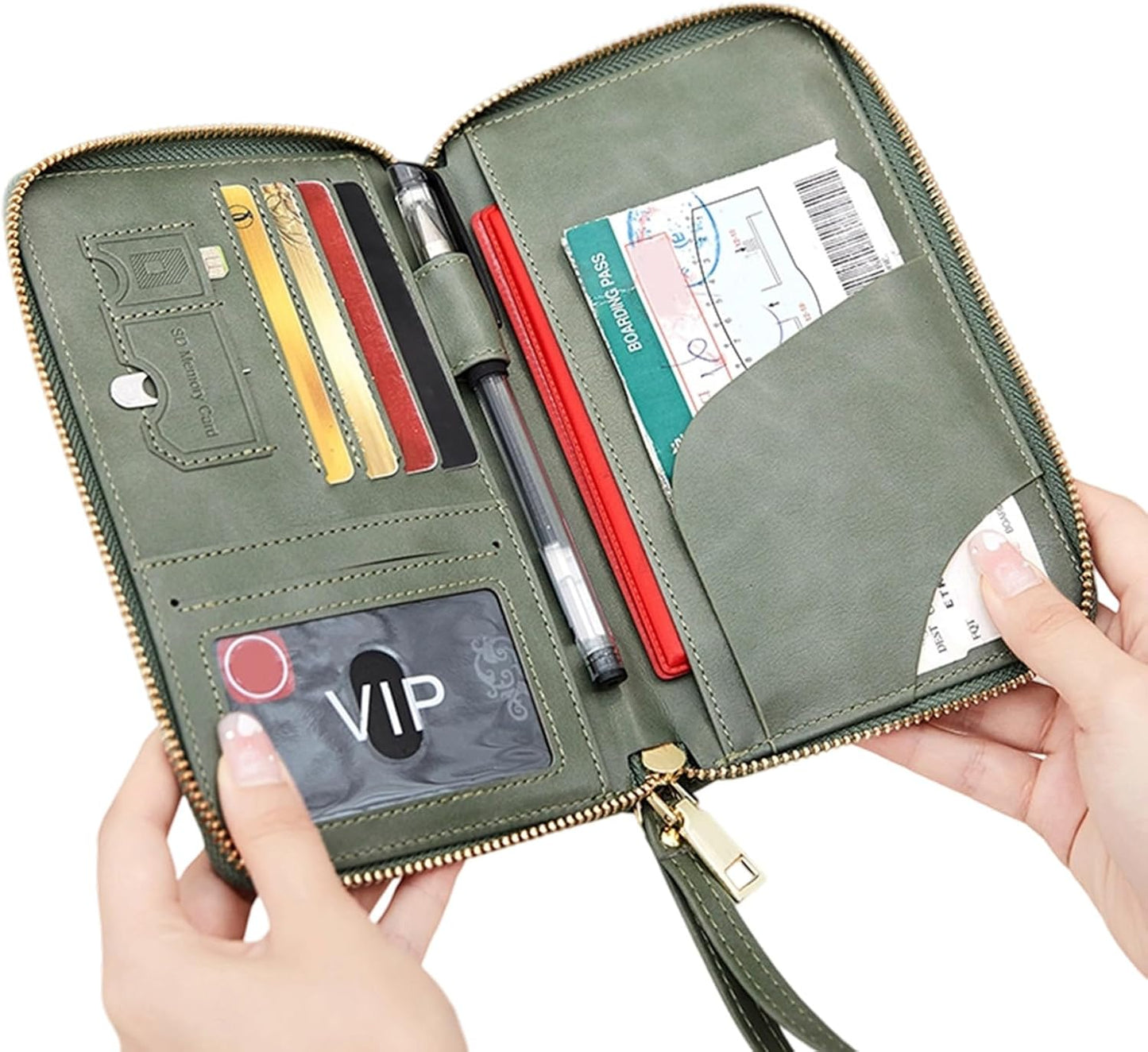 Leather RFID Blocking Passport Holder Travel Wallet, Passport Cover/Travel Wallet for Women/Men with