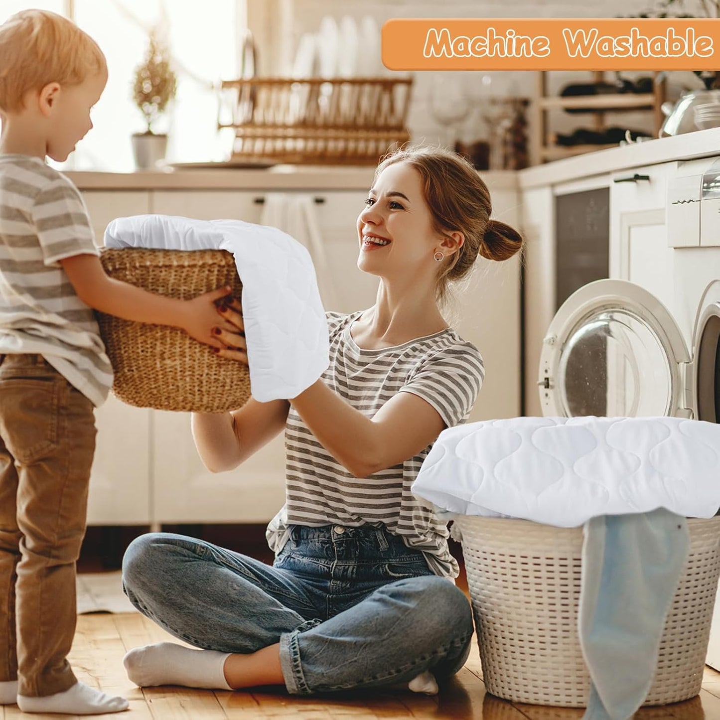 Yoofoss Waterproof Crib Mattress Protector, Quilted Infant Mattress Pad Cover Soft and Breathable, Machine Washable Toddler Mattress Protector for Standard Baby Crib Size 52''x28''