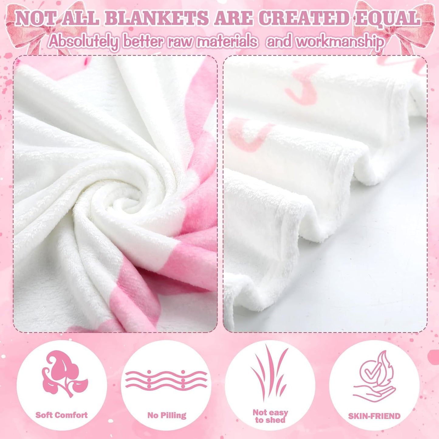 Trendy Pink Bow Coquette Baby Milestone Blanket Coquette Flannel Blanket Newborn Infant Swaddle Growth Baby Frame for Boys Girls Nursery (Bow, Pink)