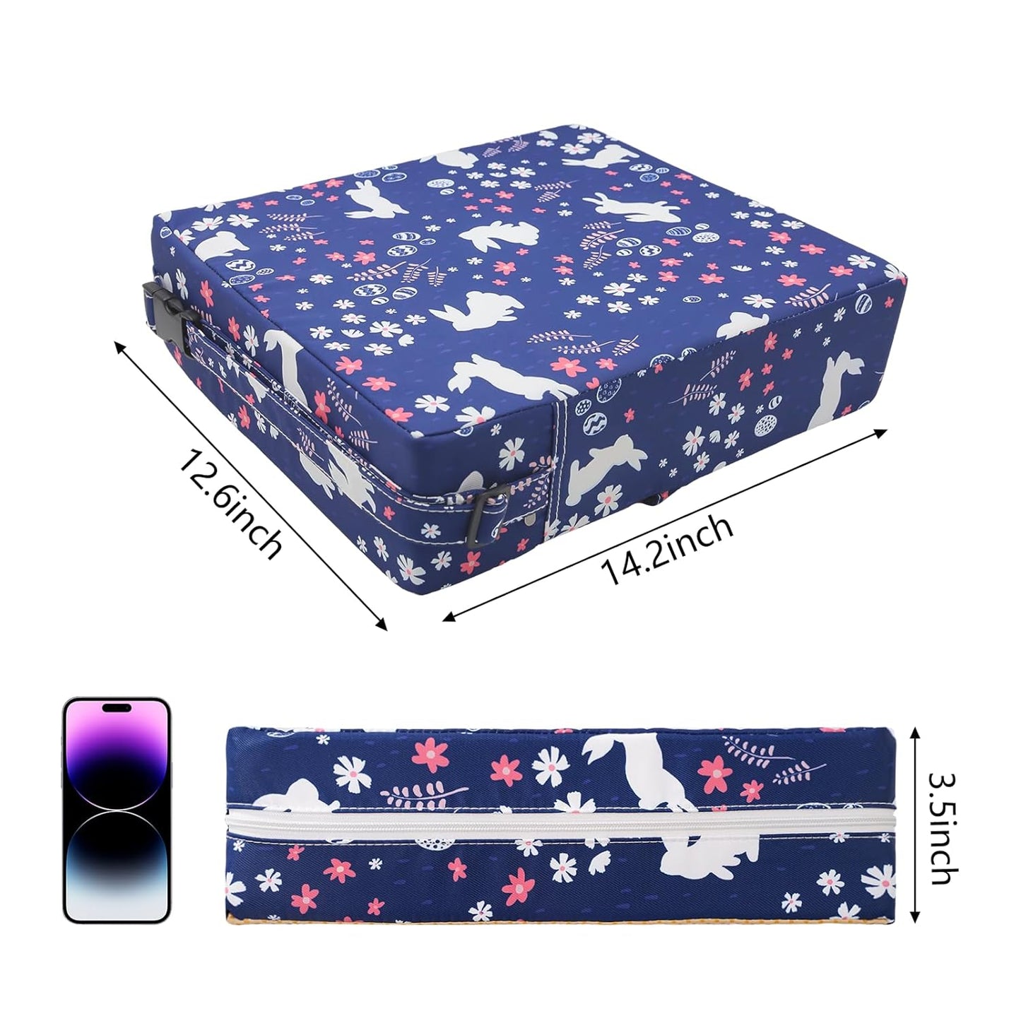 SMZCTYI Toddler Booster Seat for Dining Table, Stronger Support Non-Slip Bottom Double Safe Straps Booster Seat Dining Toddler, Portable Travel Increasing Cushion (Navy Blue Rabbit)