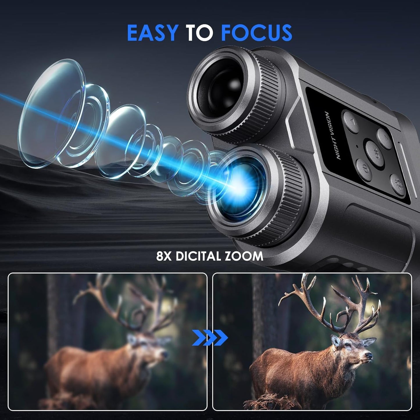 Night Vision Goggles,Compact Night Vision Binoculars,32GB Card Included, Photo/Video Capture,Outdoor Tools for Education, Wildlife Watching,Gifts for Boy, Gifts for Men, Gifts for Father (Pearl Gray)