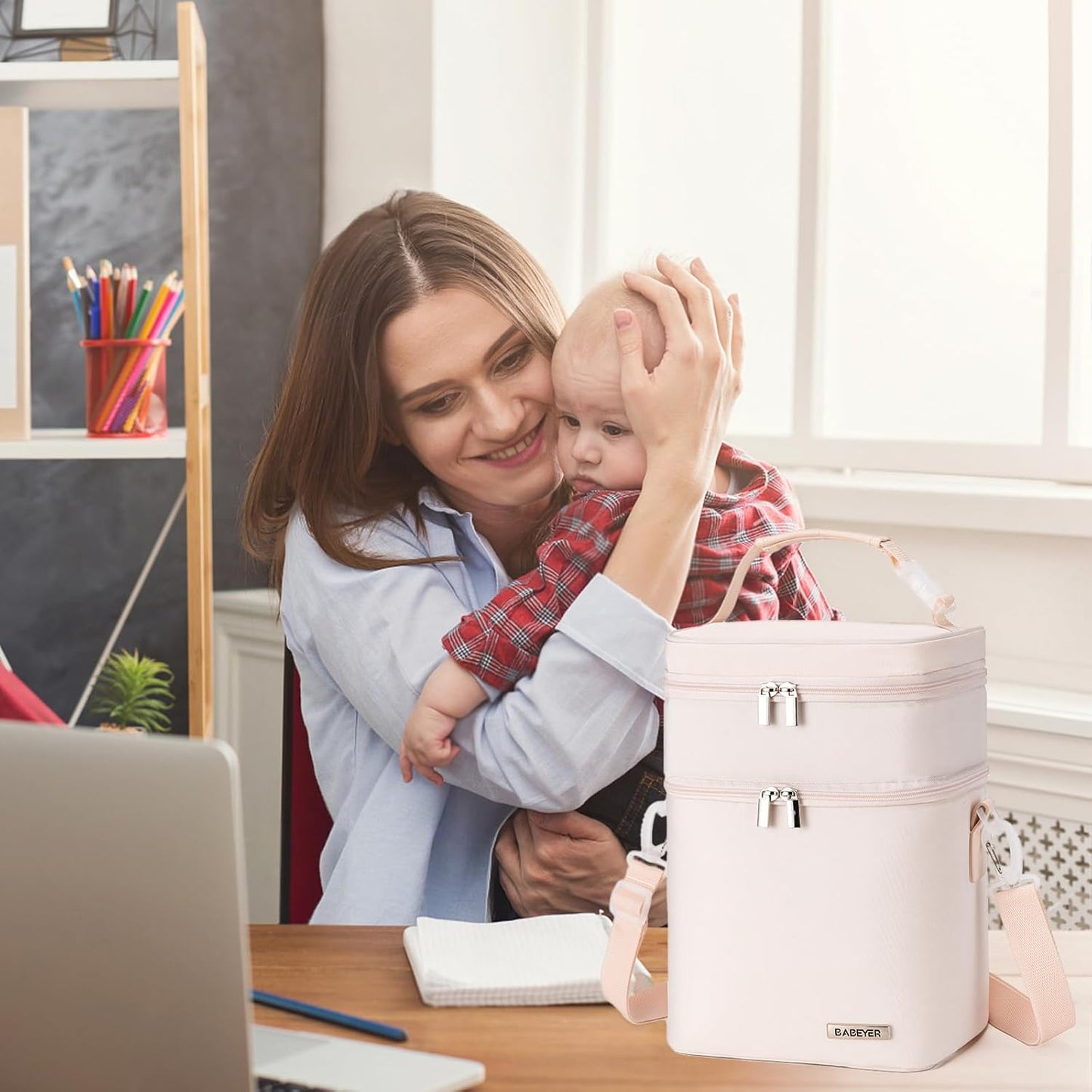 Breastmilk Cooler Bag with Ice Pack Fits 6 Baby Bottles Up to 9 Ounce