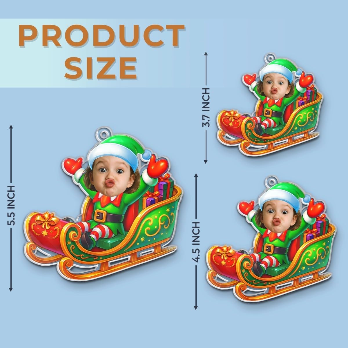 Pawfect House Custom Photo 2D Acrylic Ornament, Personalized Christmas Birthday Gifts for Kids, Christmas Magic Rider, Xmas Ornaments for Tree Decoration, First Birthday Gifts for Boys Girls Newborn