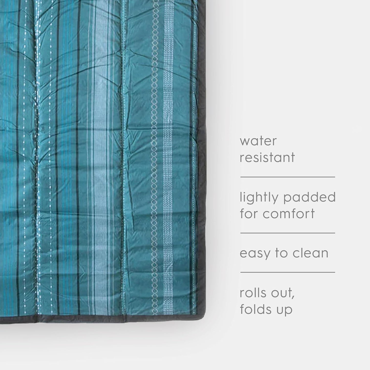 Little Unicorn 5'x5' Outdoor Family Picnic & Beach Blanket | Durable & Water-Resistant Fabric | Compact Fold & Easily Wipes Clean | Zipper Pocket (Shoreline Stripe)