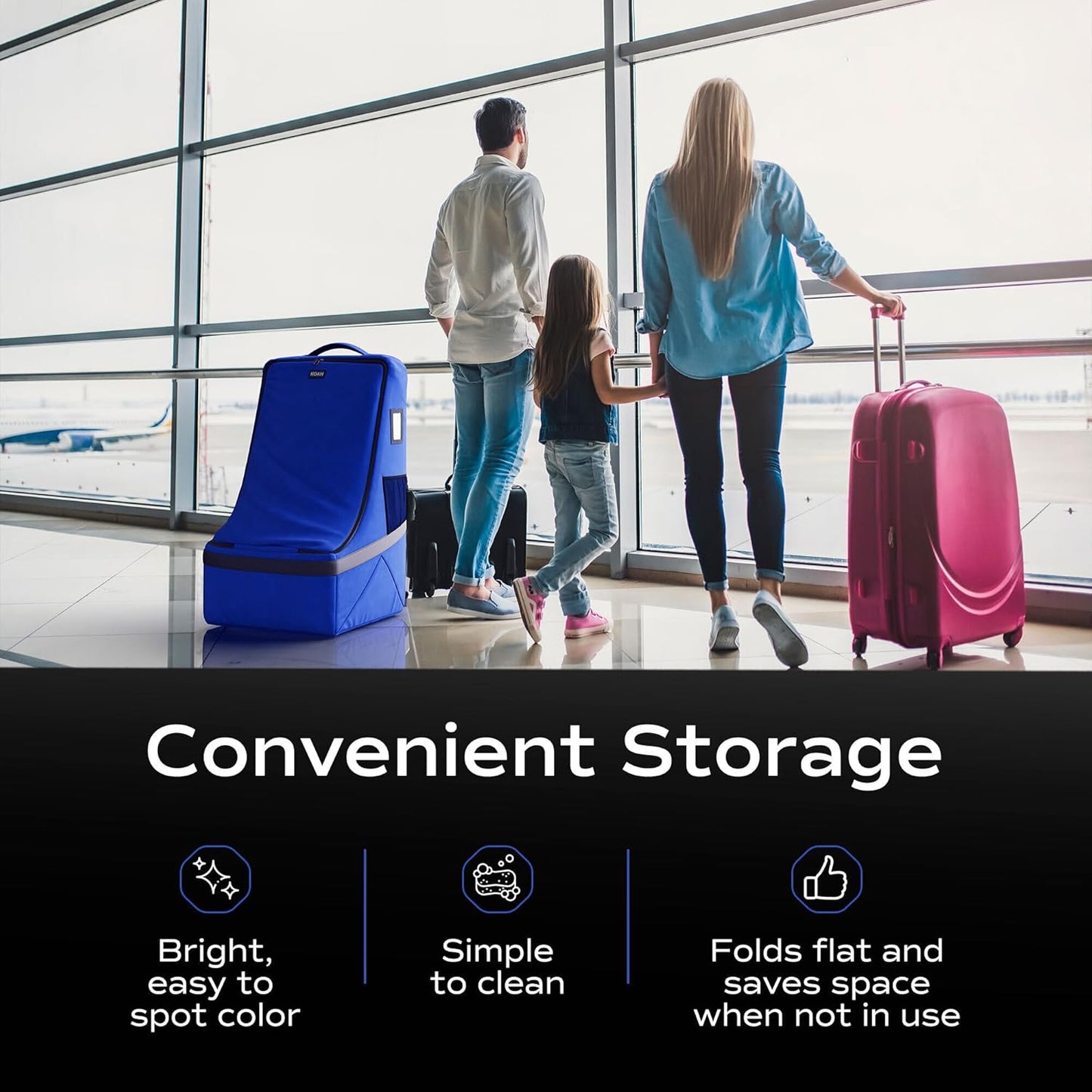 Koah Car Seat Backpack Padded Bag for Air Travel and Airport Gate Check-in with Padded Shoulder Straps