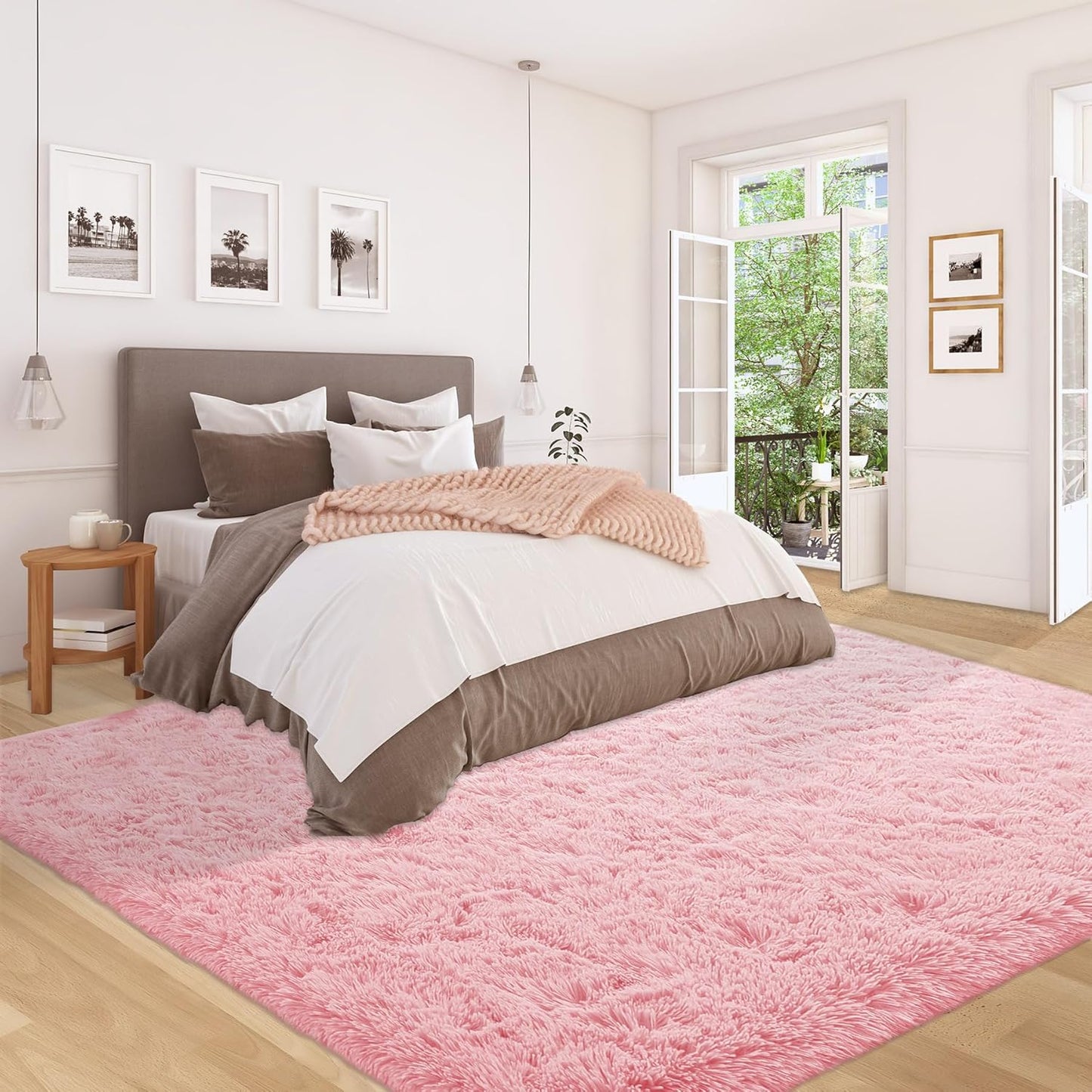 5x7 Area Rug for Living Room: Fluffy Shag Soft Washable Rugs Fuzzy Plush Indoor Carpet for Bedroom Nursery Playroom Dorm Kids Girls Boys Room (Pink, 5'x7')